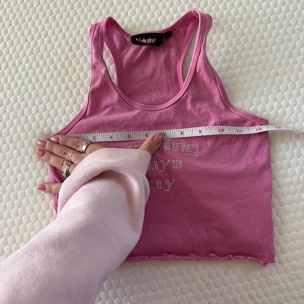 VOIGHT Valentina Making boys cry crystal pink cropped organic cotton tank size S - Picture 7 of 8